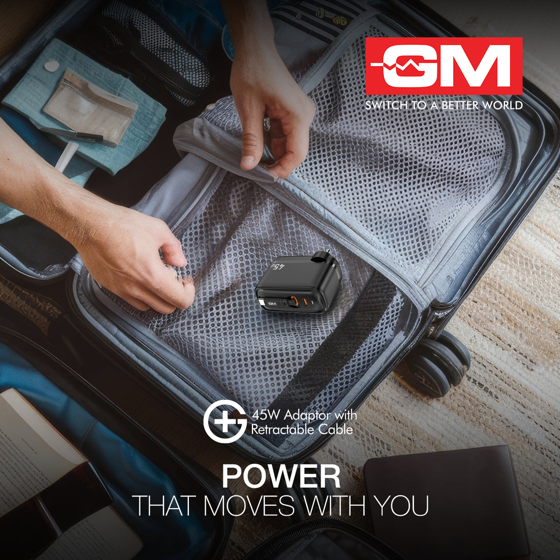 45W, 70CM RETRACTABLE CABLE (BLACK)