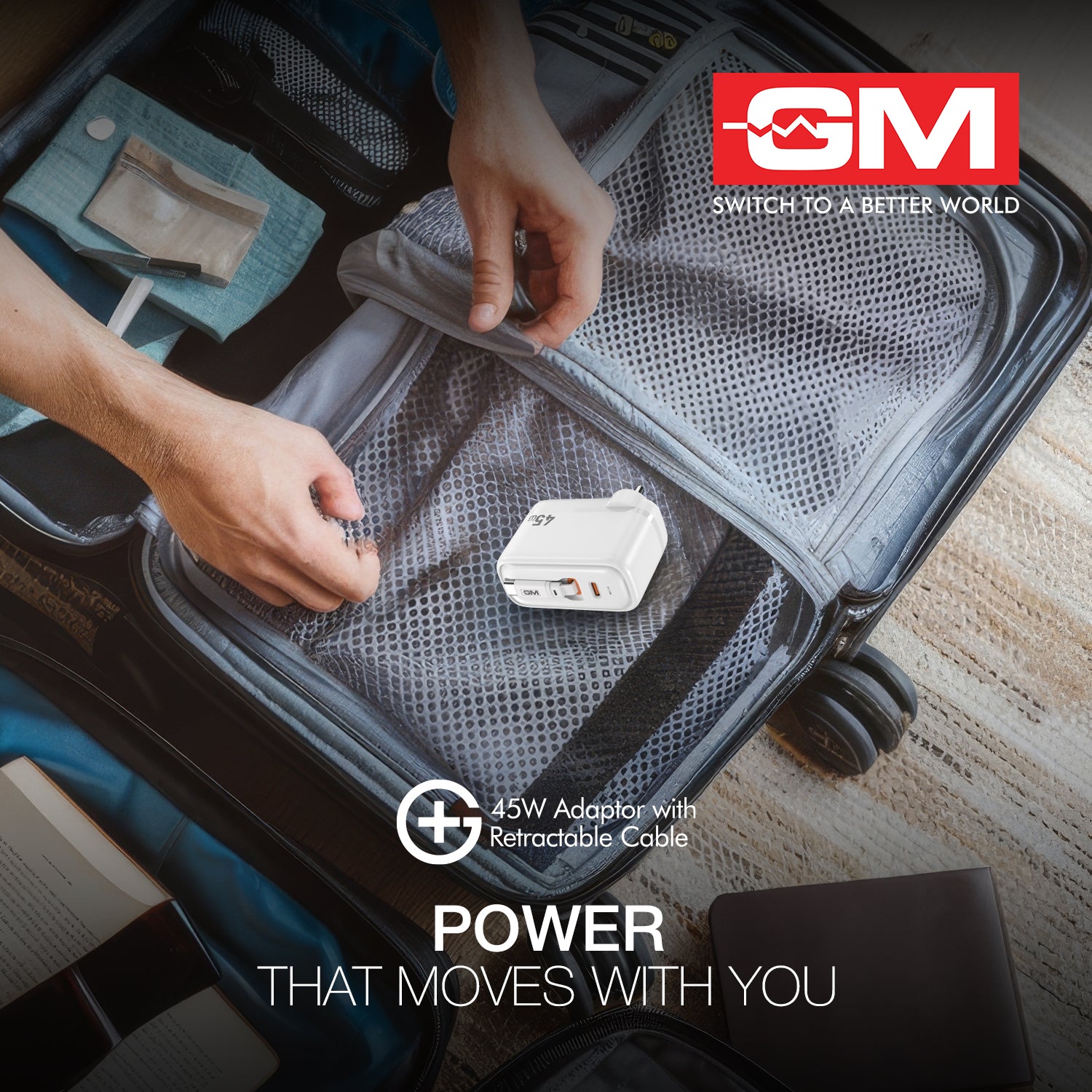 45W, 70CM RETRACTABLE CABLE (WHITE)