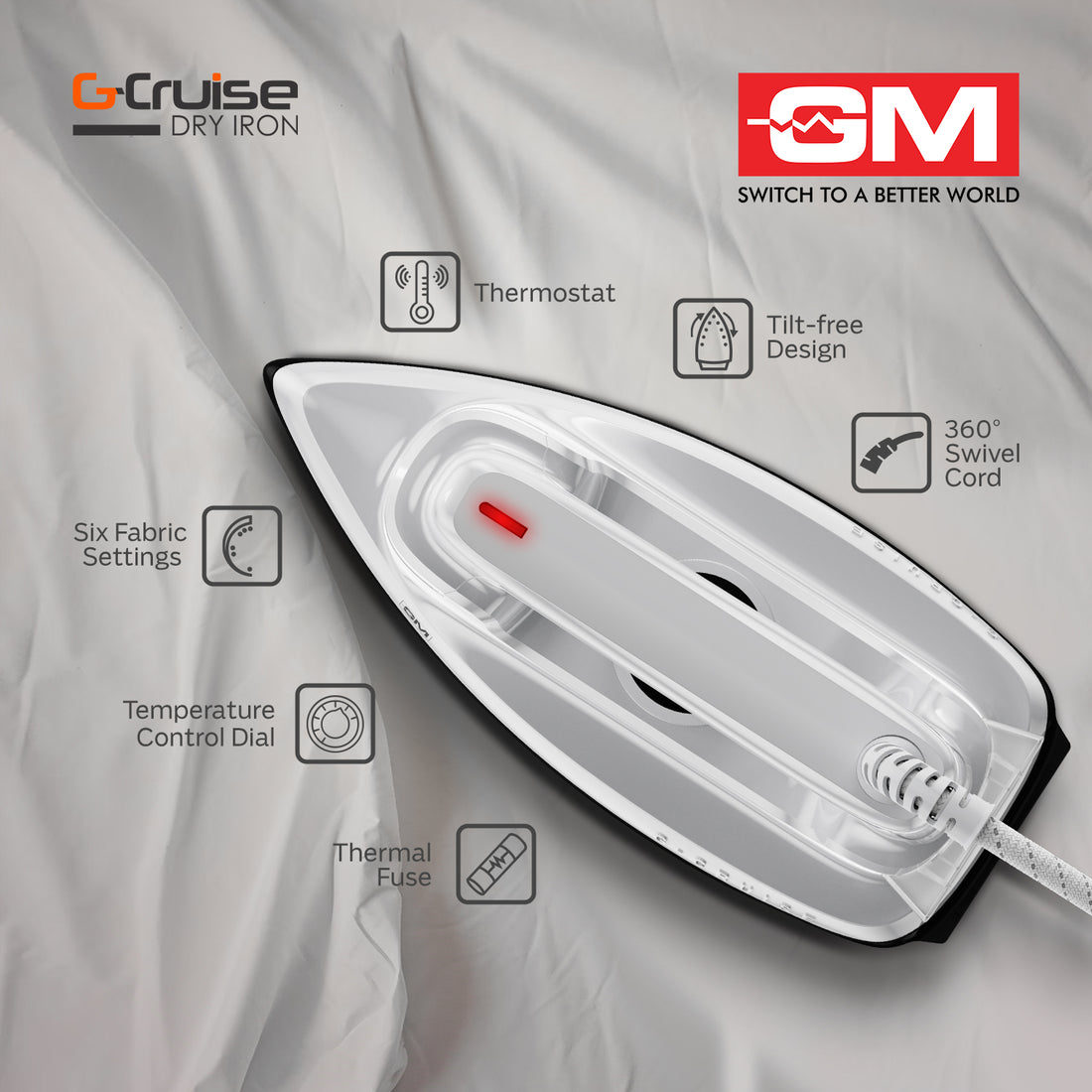 G-CRUISE 1000 WATT DRY IRON (WHITE)
