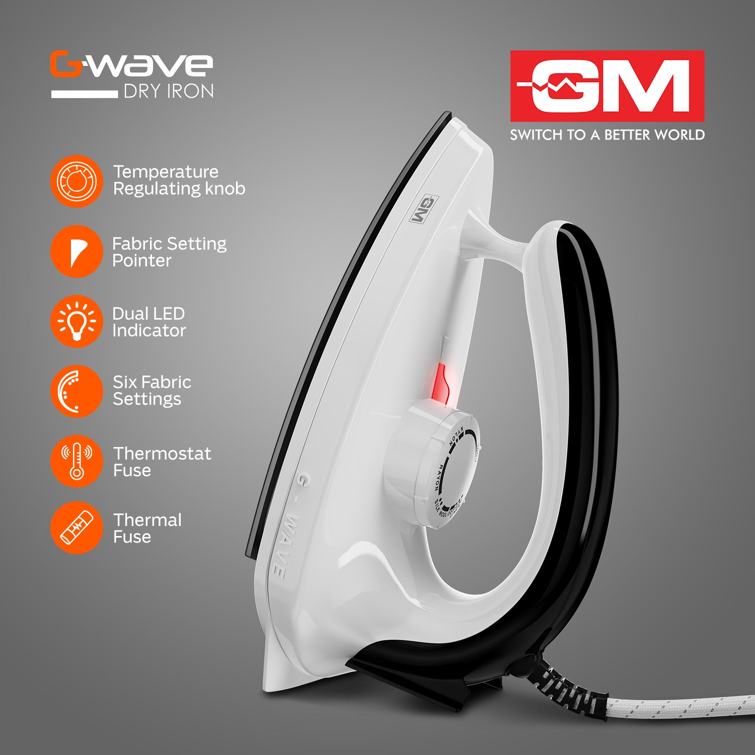 G-WAVE 1000 WATT DRY IRON (BLACK)