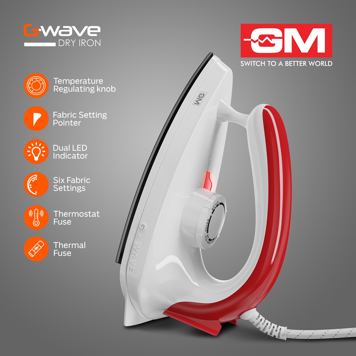 G-WAVE 1000 WATT DRY IRON (RED)