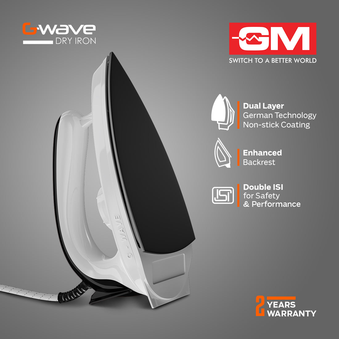 G-WAVE 1000 WATT DRY IRON (BLACK)