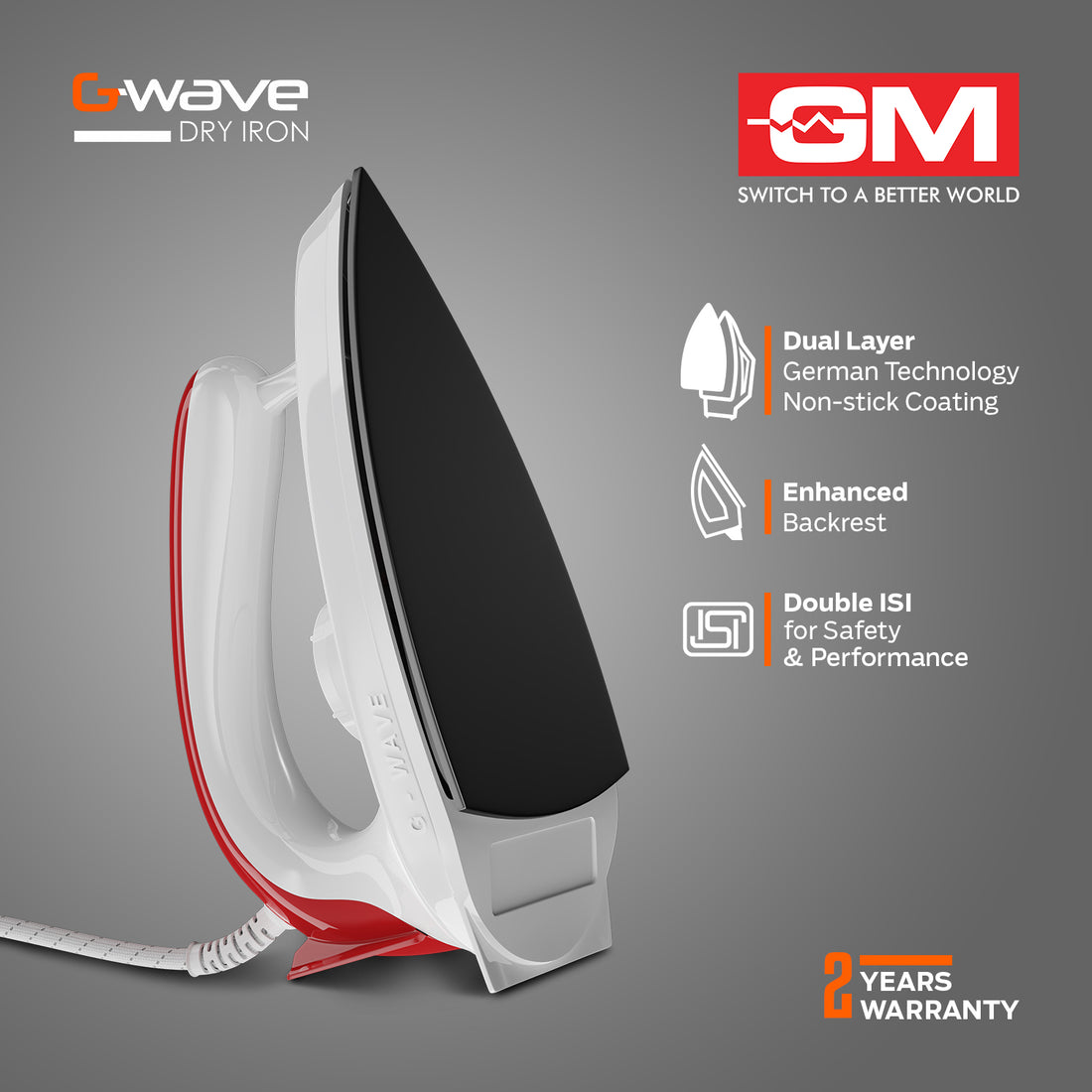 G-WAVE 1000 WATT DRY IRON (RED)