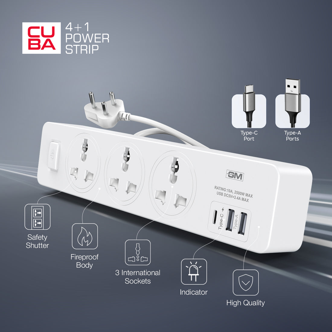 GM Cuba 3341 Extension Board 240 Volts (White)