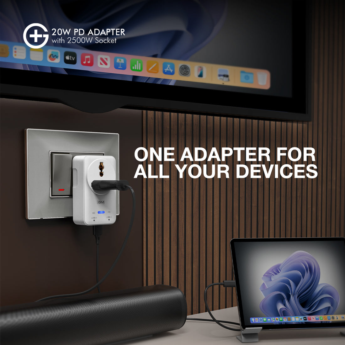 G+ PD Adapter with 2500W Socket 20W (WHITE)