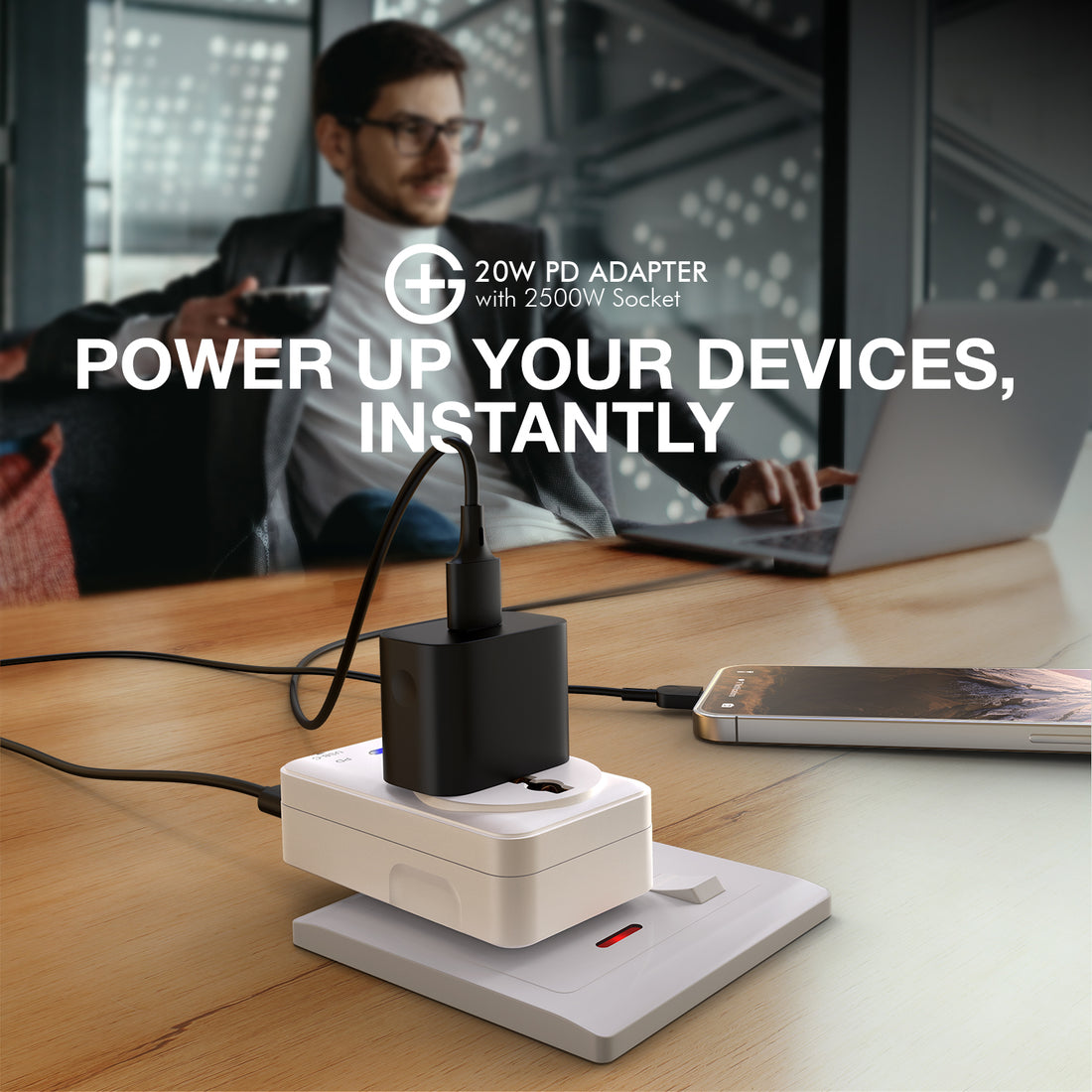 G+ PD Adapter with 2500W Socket 20W (WHITE)