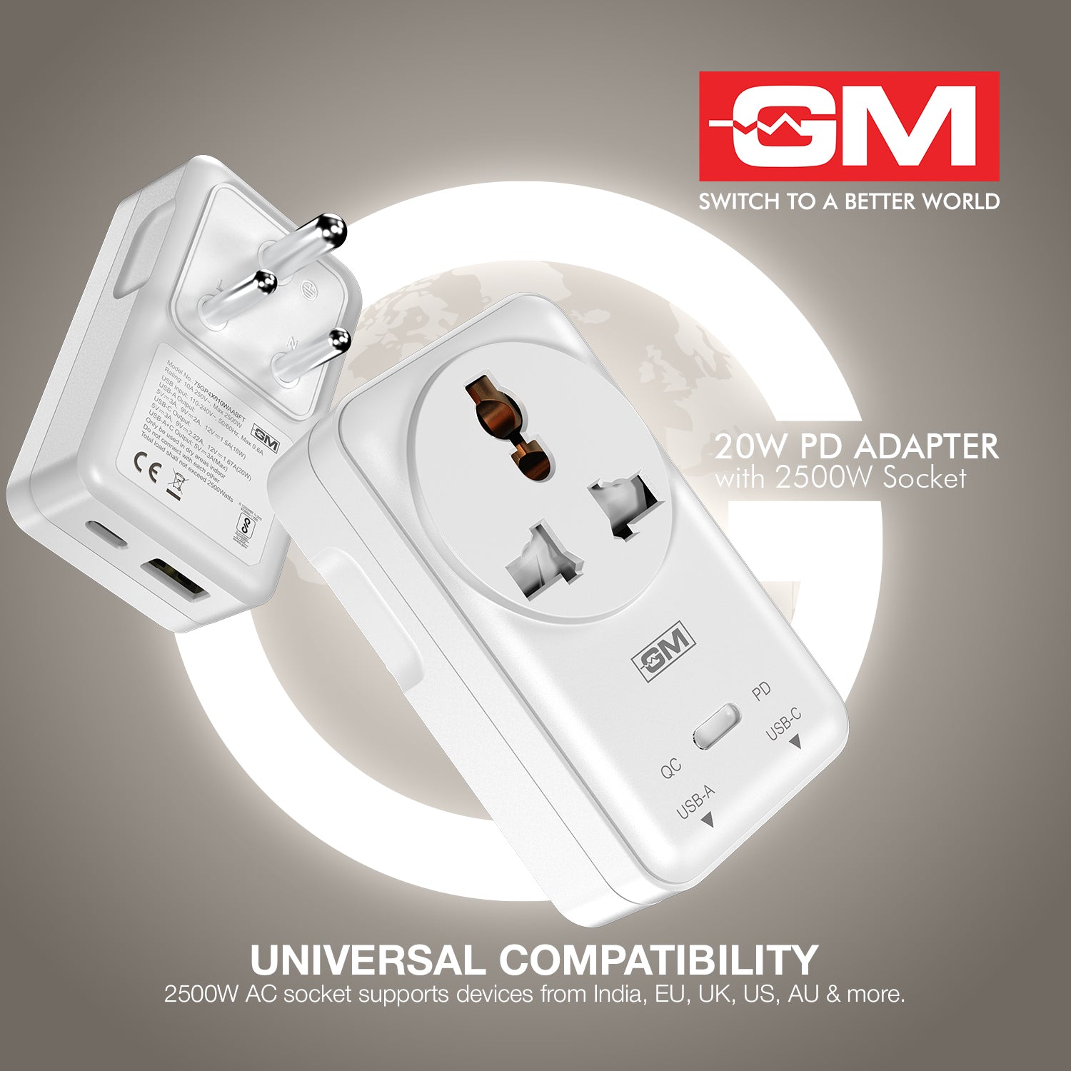 G+ PD Adapter with 2500W Socket 20W (WHITE)