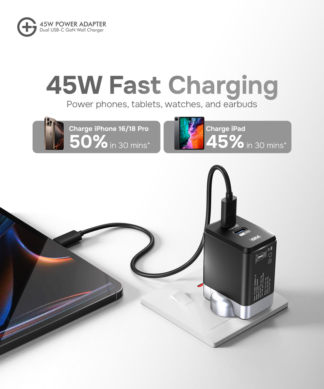 GM G+ 45W Adapter - Black