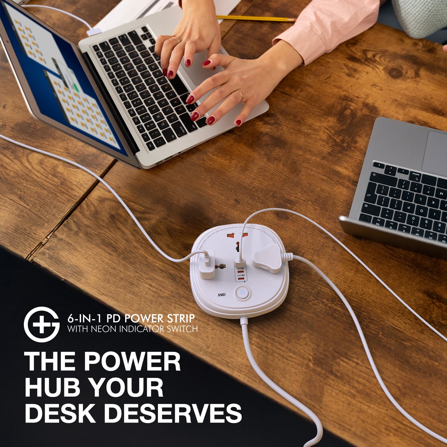 GM G+ 6-in-1 PD Power Strip with Neon Indicator Switch