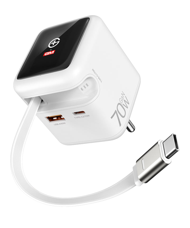 DisplayPulse 70W Adapter with Retractable Cable (White)