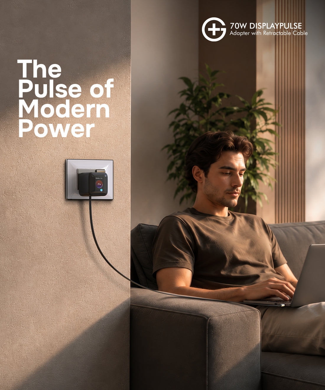 DisplayPulse 70W Adapter with Retractable Cable (Black)