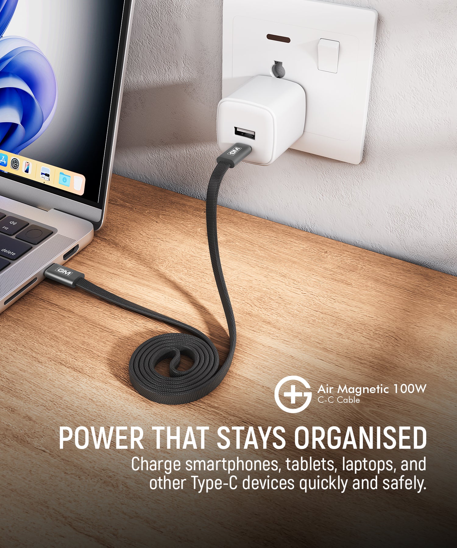 G+ Festival Combo: 33W Spyder Adapter (Electric Grey) + Air Magnetic 100W C-C Cable + Arc 3-in-1 Qi2 Wireless Charger