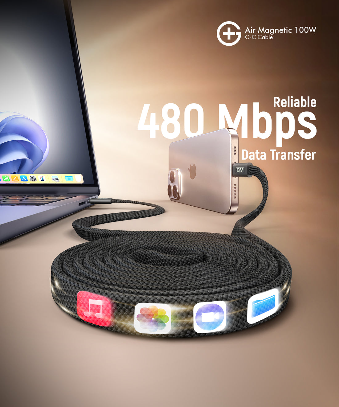 G+ Festival Combo: Quantum Qi2.2 25W Rotation Charger + Air Magnetic 100W C-C Cable + DisplayPulse 100W Adapter