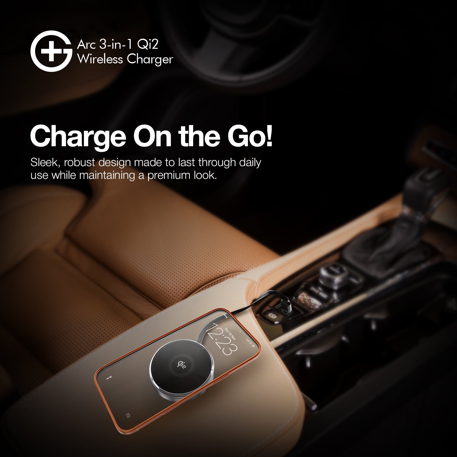 G+ Arc Qi2 3-in-1 Wireless Charger (BLACK)