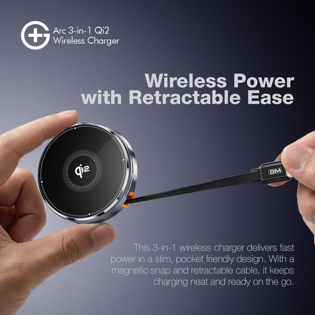 G+ Arc Qi2 3-in-1 Wireless Charger (BLACK)