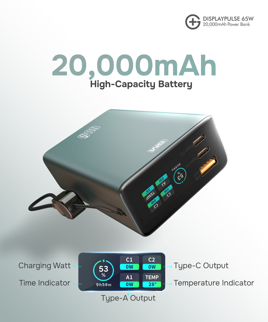 G+ 65W DisplayPulse 20,000 mAh Power Bank