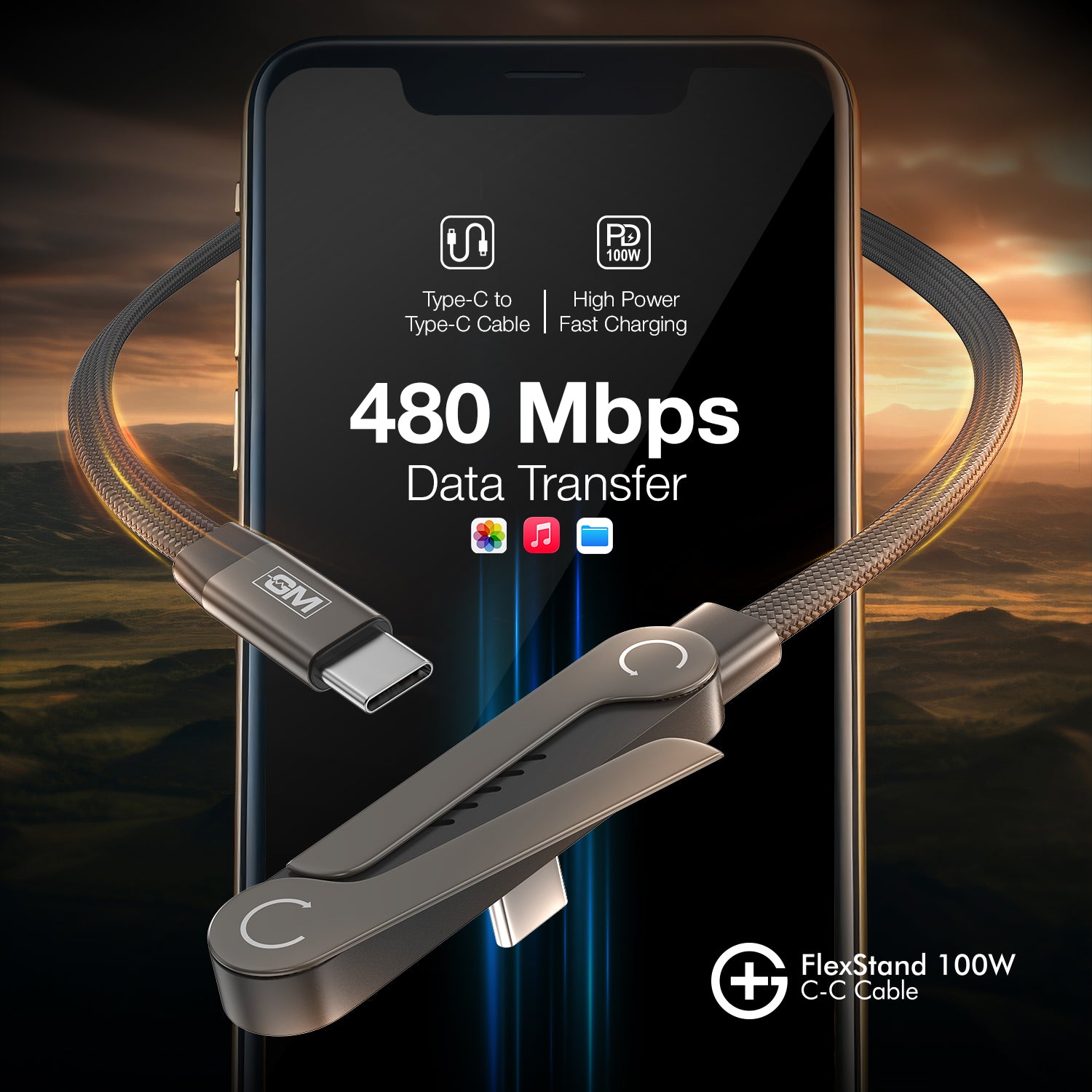 GM G+ FlexStand 100W C-C Cable (Black)