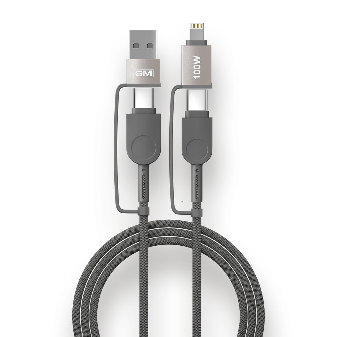 Charging Cable - FLASH, 4-IN-1, GREY, 120CM