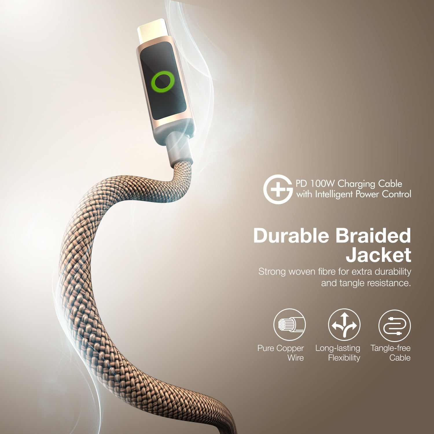 G+ PD Charging Cable with Intelligent Power Control 100W (COFEE)