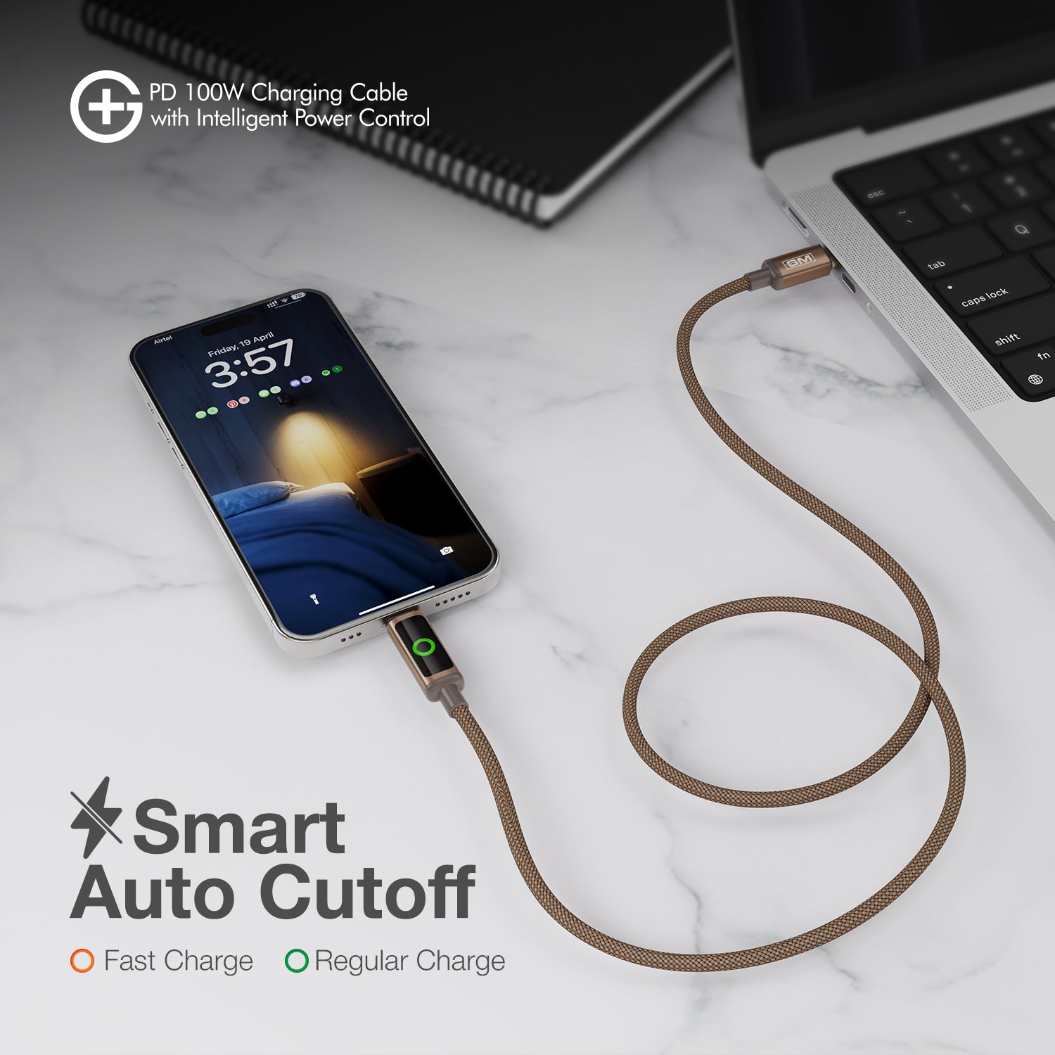 G+ PD Charging Cable with Intelligent Power Control 100W (COFEE)