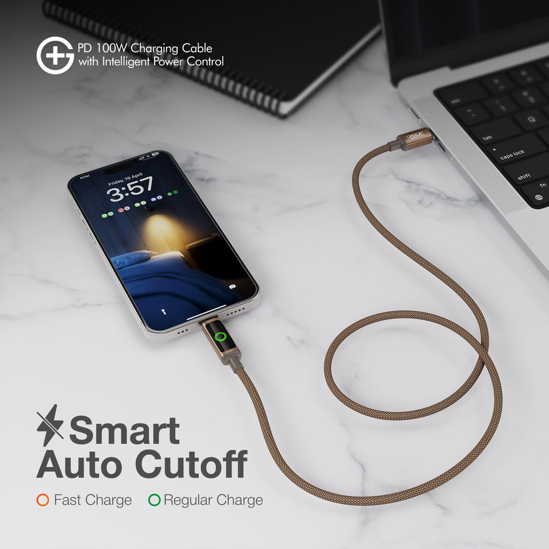 G+ PD Charging Cable with Intelligent Power Control 100W (COFEE)