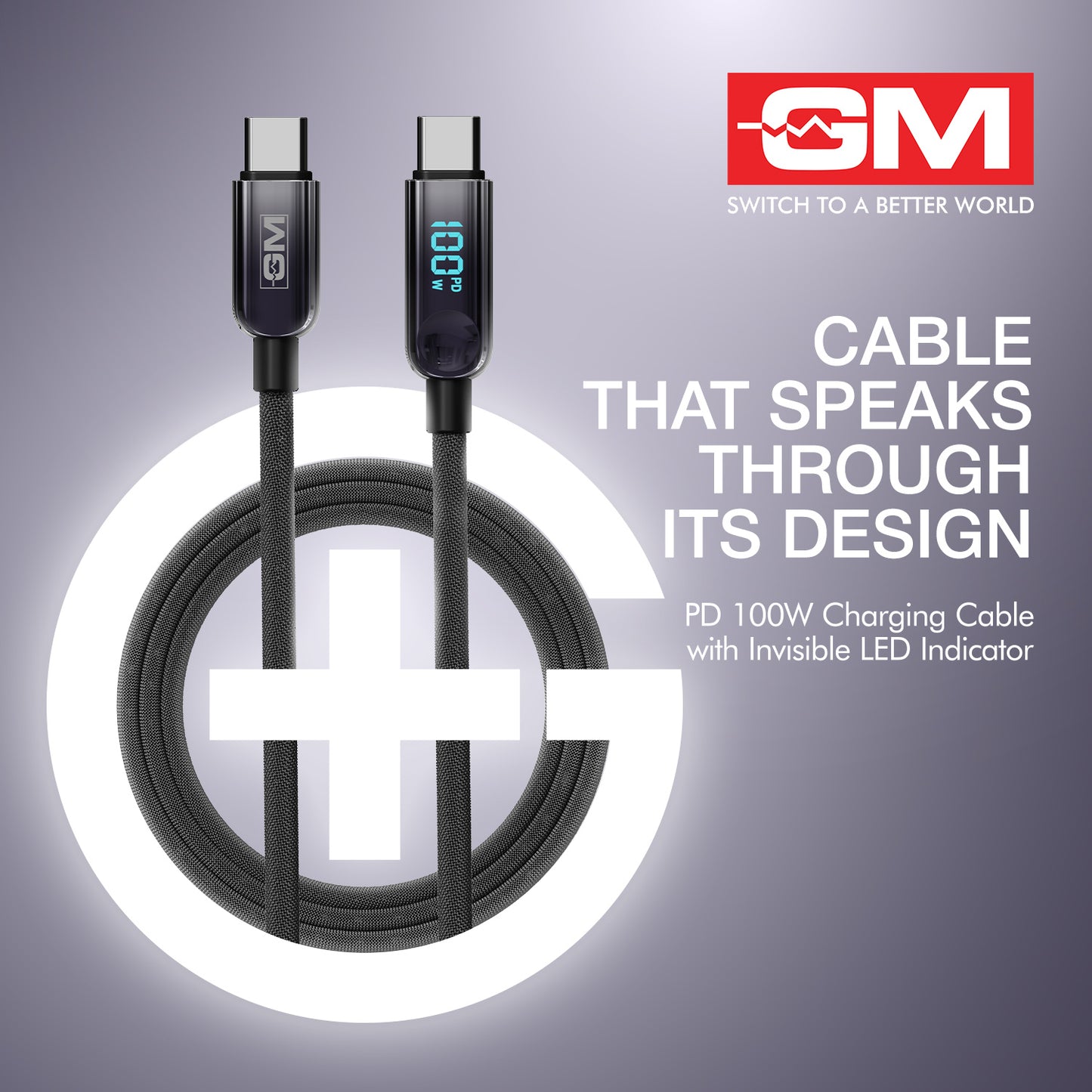 G PLUS 100W CABLE,BK,INVIS LED IND BK — GM corporate gift, alternate view