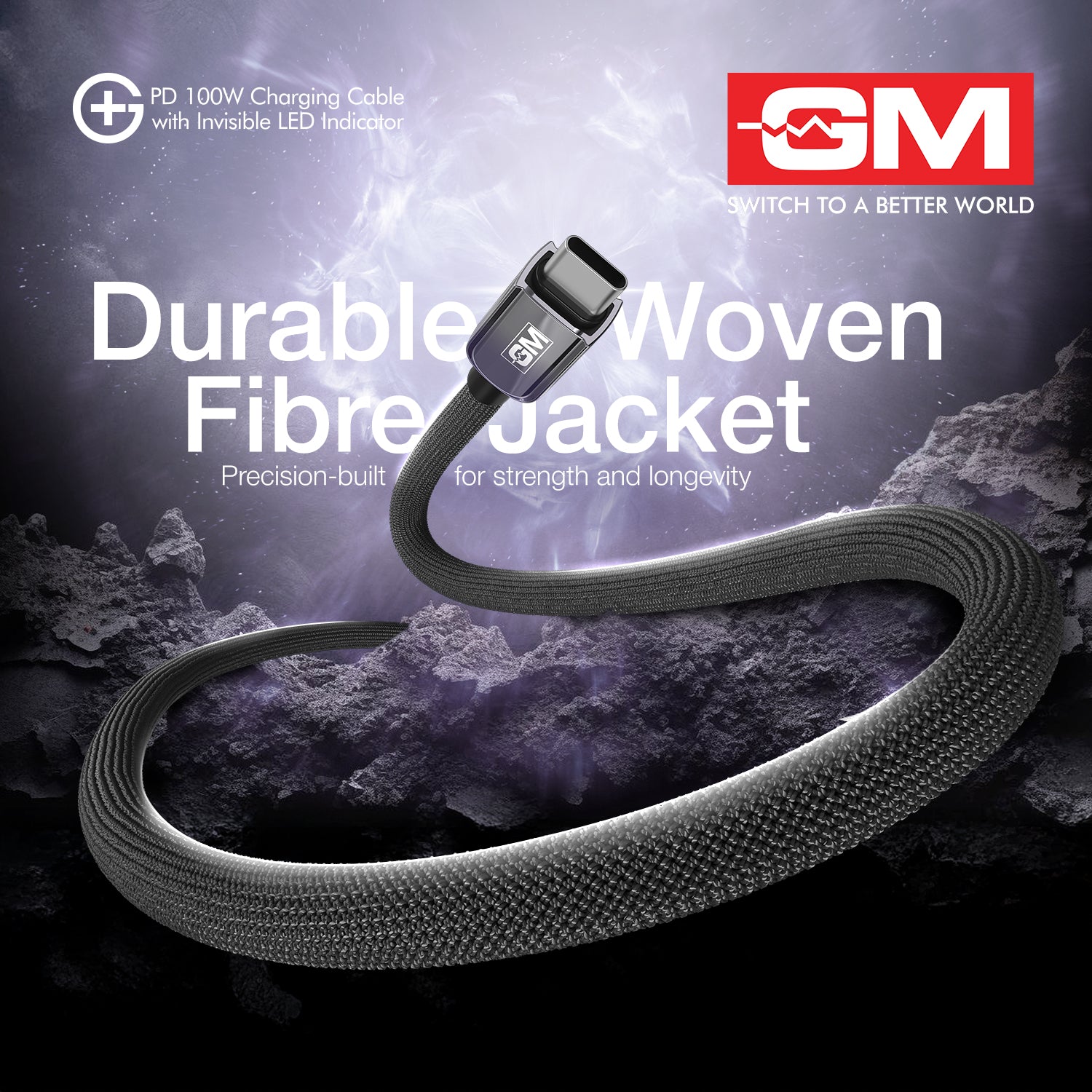 PD 100W Invisible LED Indicator C-C Cable