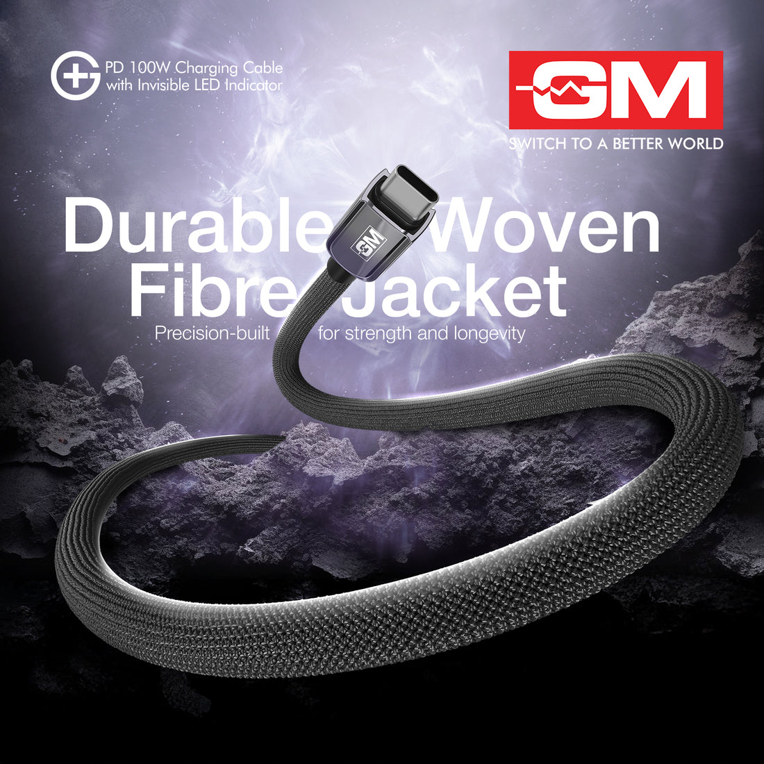 PD 100W Invisible LED Indicator C-C Cable