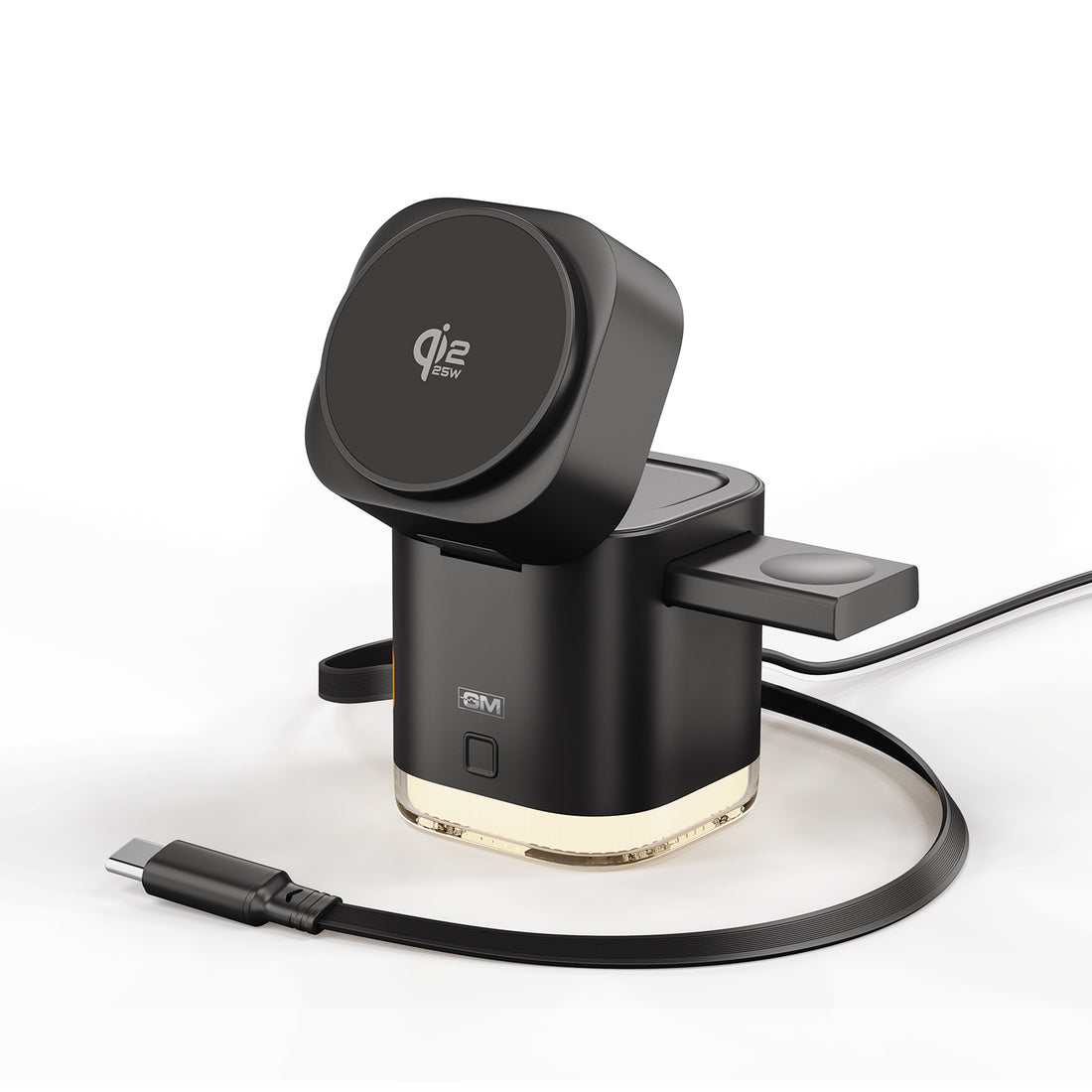 G+ Quantum Qi2.2 Rotation Charger with Retractable Cable 25W (BLACK)