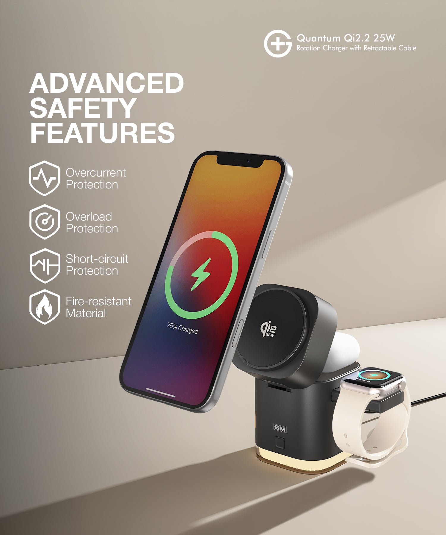 G+ Festival Combo: Quantum Qi2.2 25W Rotation Charger + Air Magnetic 100W C-C Cable + DisplayPulse 100W Adapter