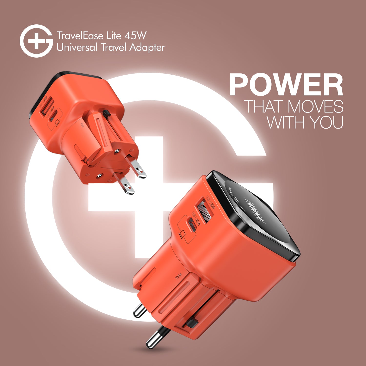 G+ 45W International Travel Adapter (Orange)