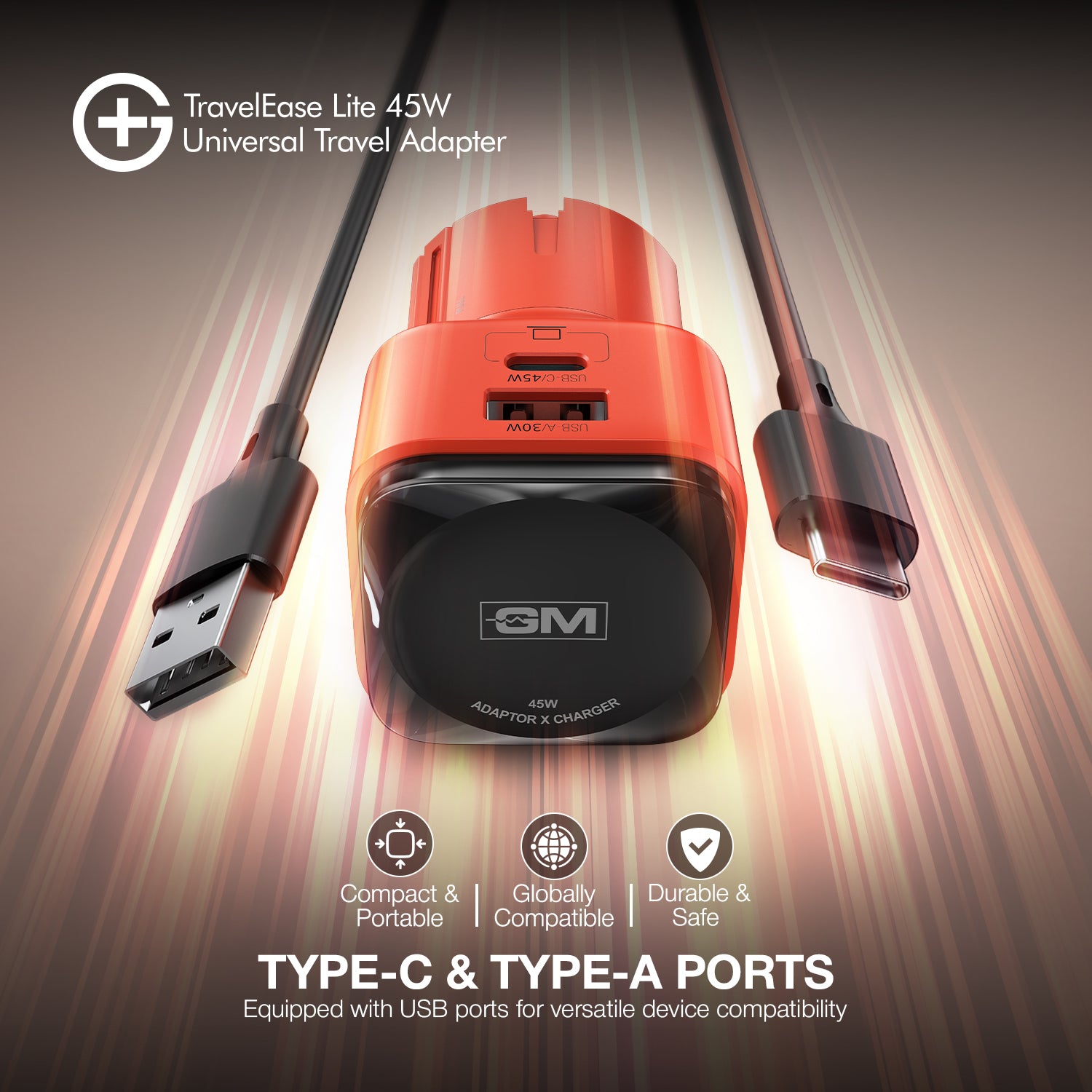 G+ 45W International Travel Adapter (Orange)
