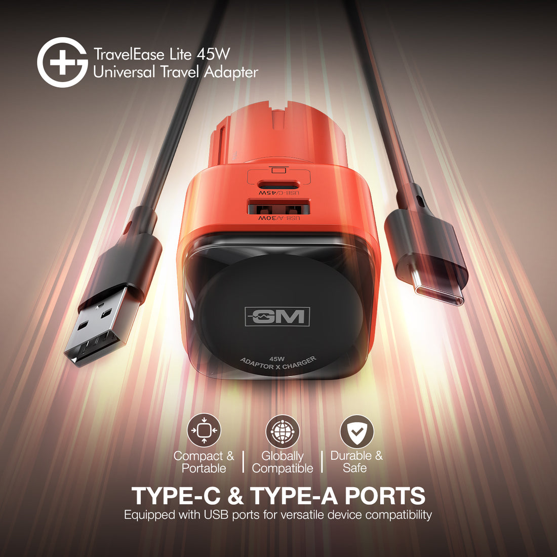 G+ 45W International Travel Adapter (Orange)