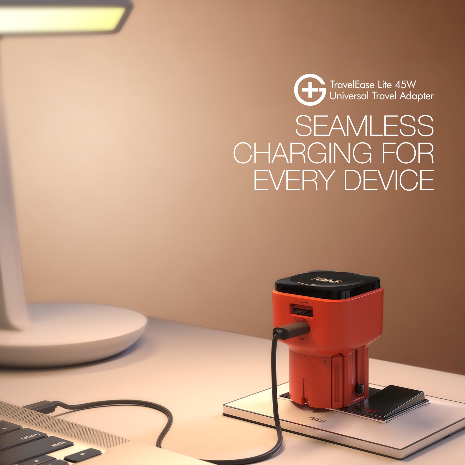 G+ 45W International Travel Adapter (Orange)