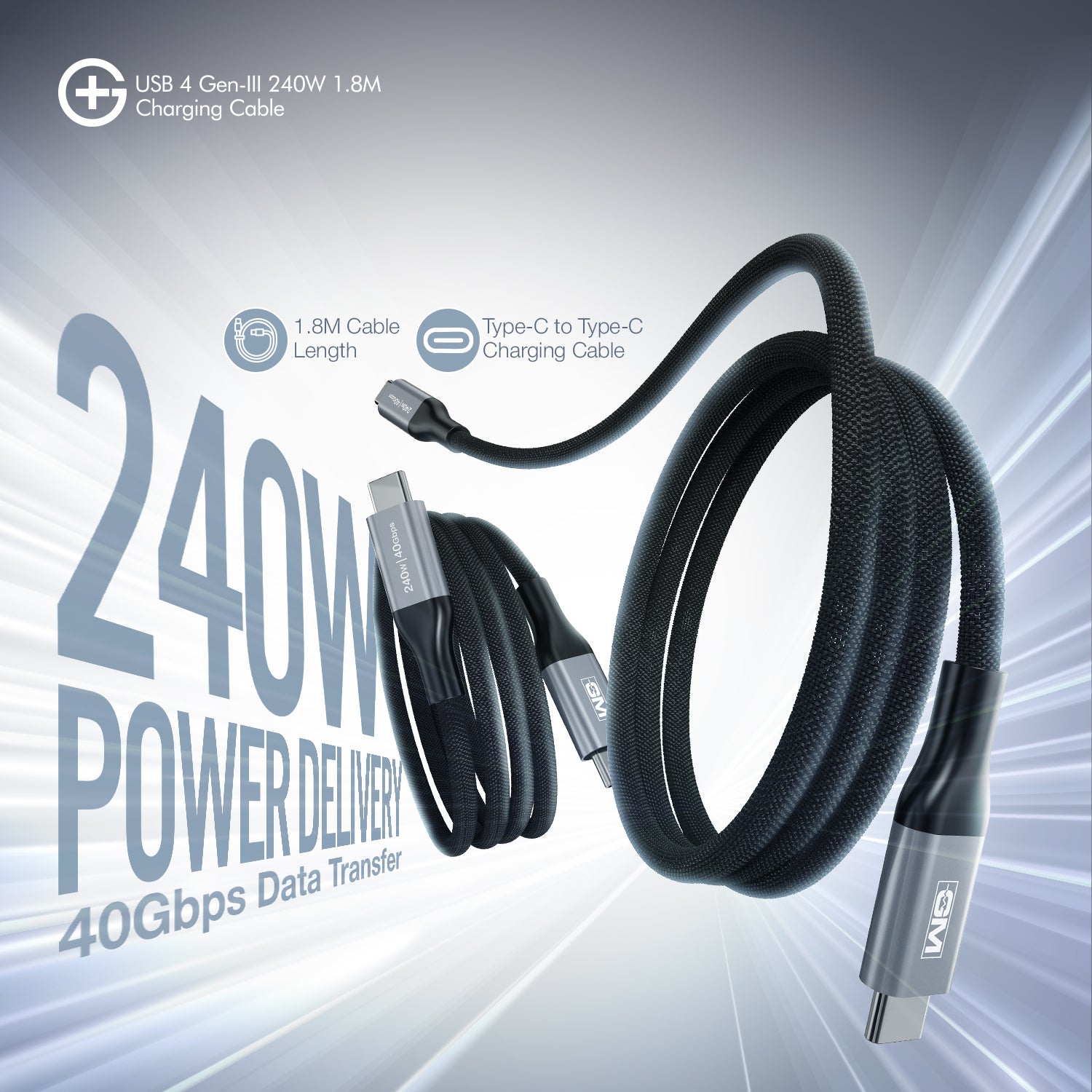 G+ USB 4 Gen-III 240W 1.8M Cable (Black)