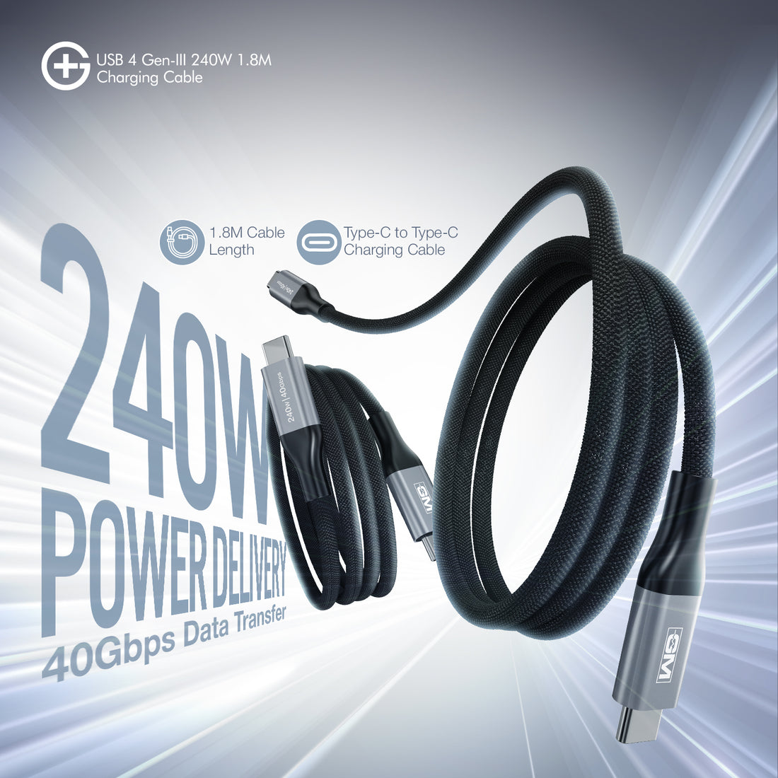G+ USB 4 Gen-III 240W 1.8M Cable (Black)