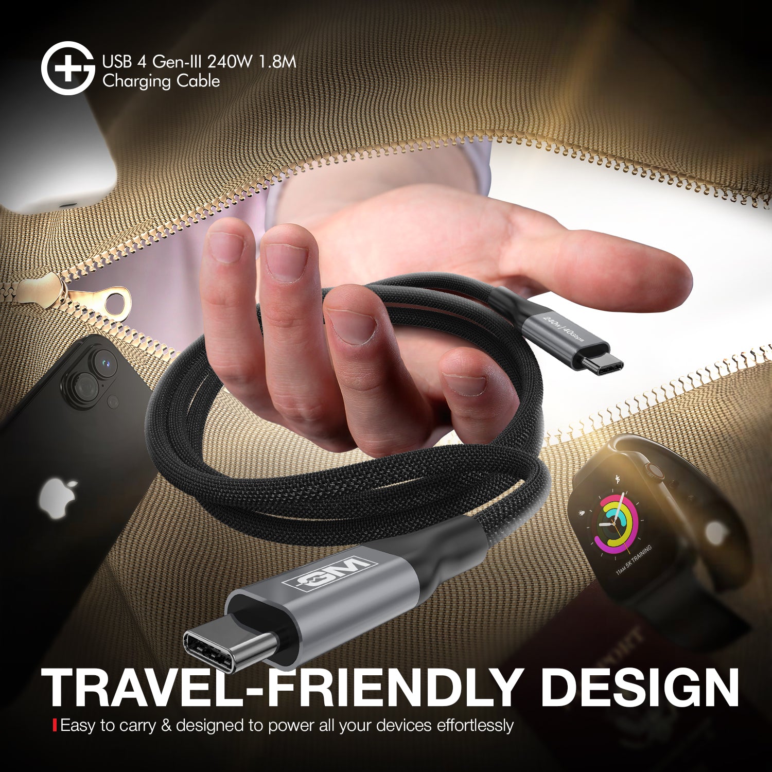 G+ USB 4 Gen-III 240W 1.8M Cable (Black)
