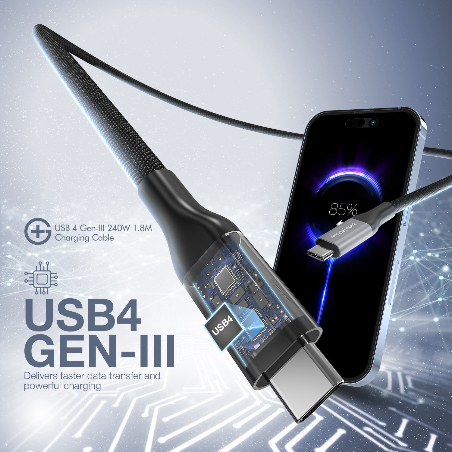 G+ USB 4 Gen-III 240W 1.8M Cable (Black)