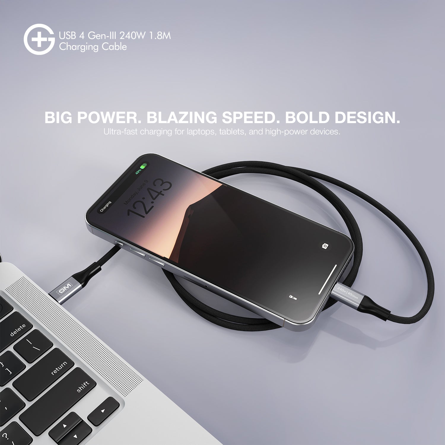 G+ USB 4 Gen-III 240W 1.8M Cable (Black)