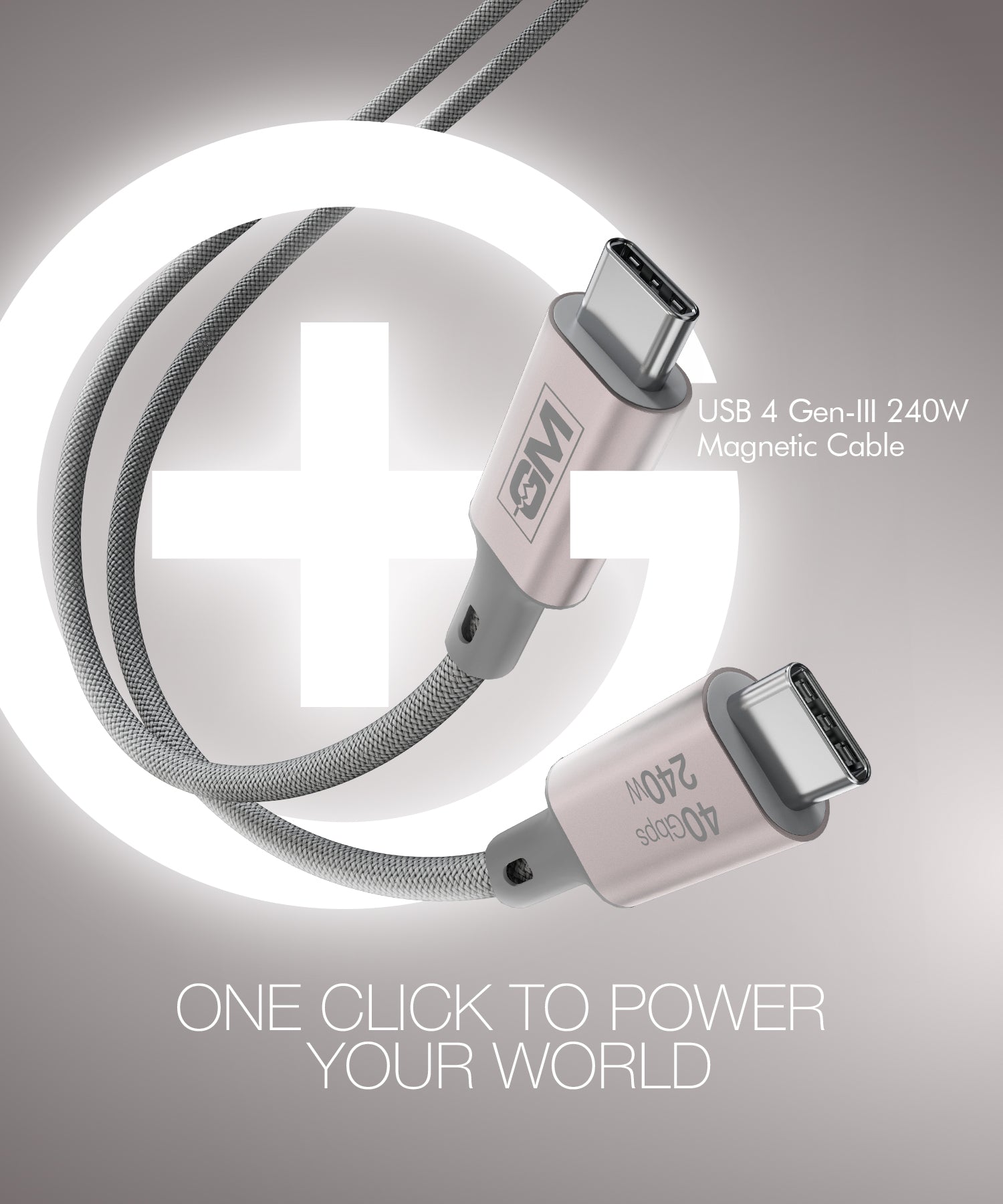 USB4 Gen-III Magnetic Cable (100cm) – 240W Fast Charging