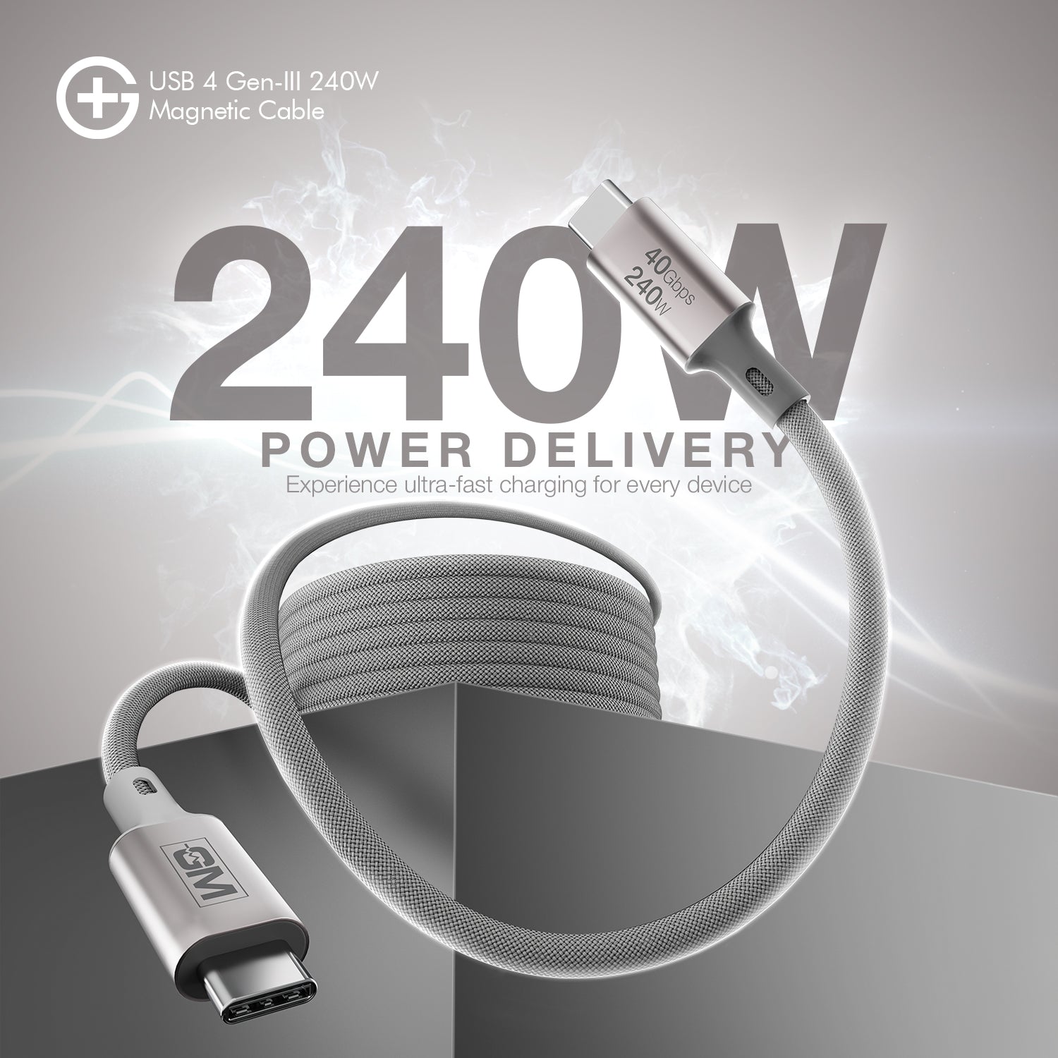 G+ USB 4 Gen-III  Magnetic Cable 240W (GREY)