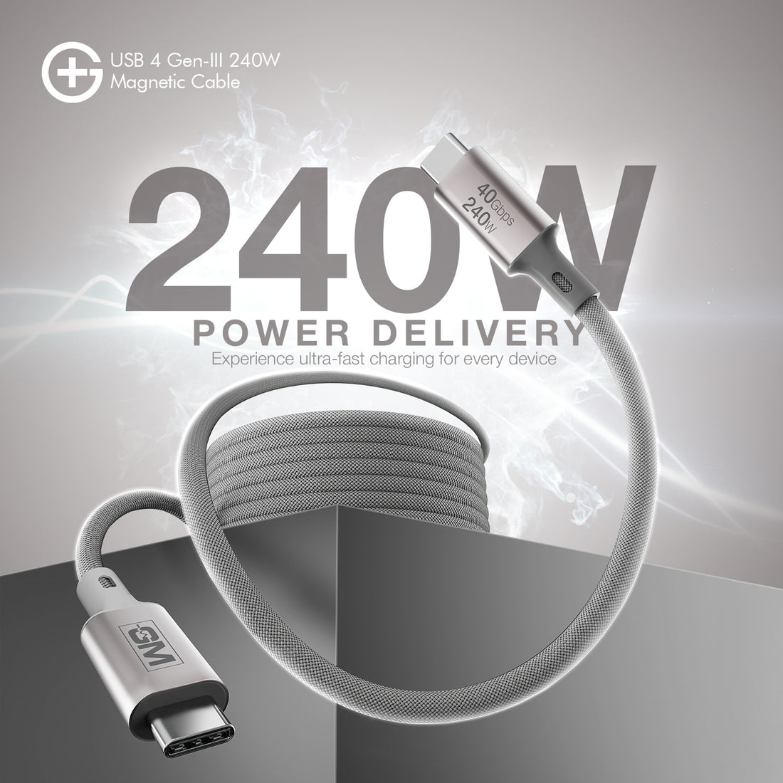 G+ USB 4 Gen-III  Magnetic Cable 240W (GREY)