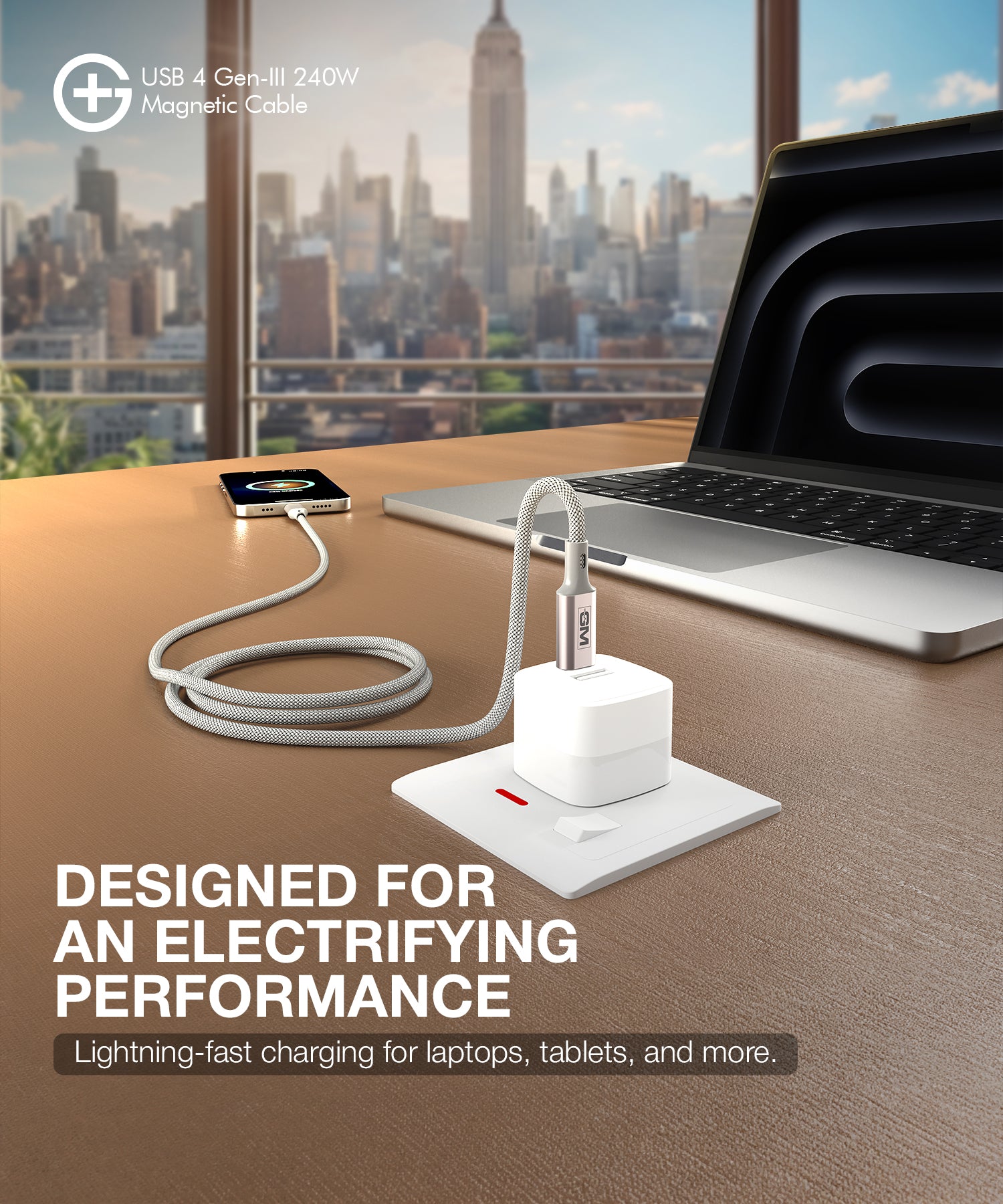 USB4 Gen-III Magnetic Cable (100cm) – 240W Fast Charging
