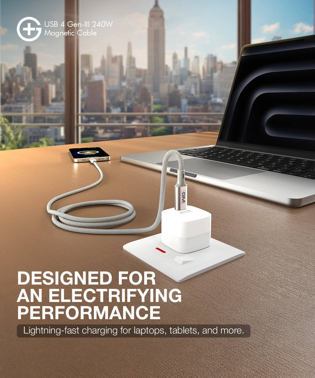 USB4 Gen-III Magnetic Cable (100cm) – 240W Fast Charging