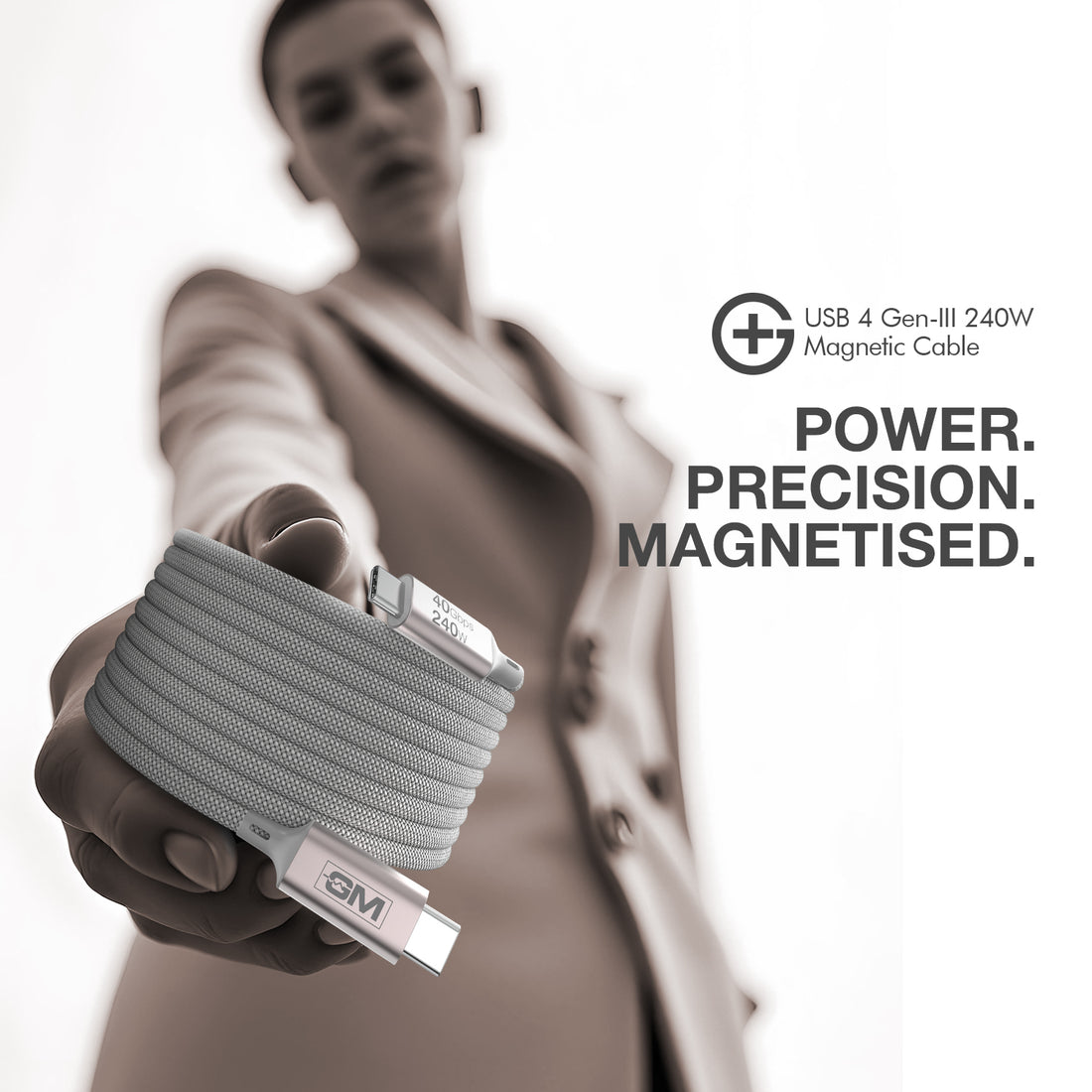 G+ USB 4 Gen-III  Magnetic Cable 240W (GREY)