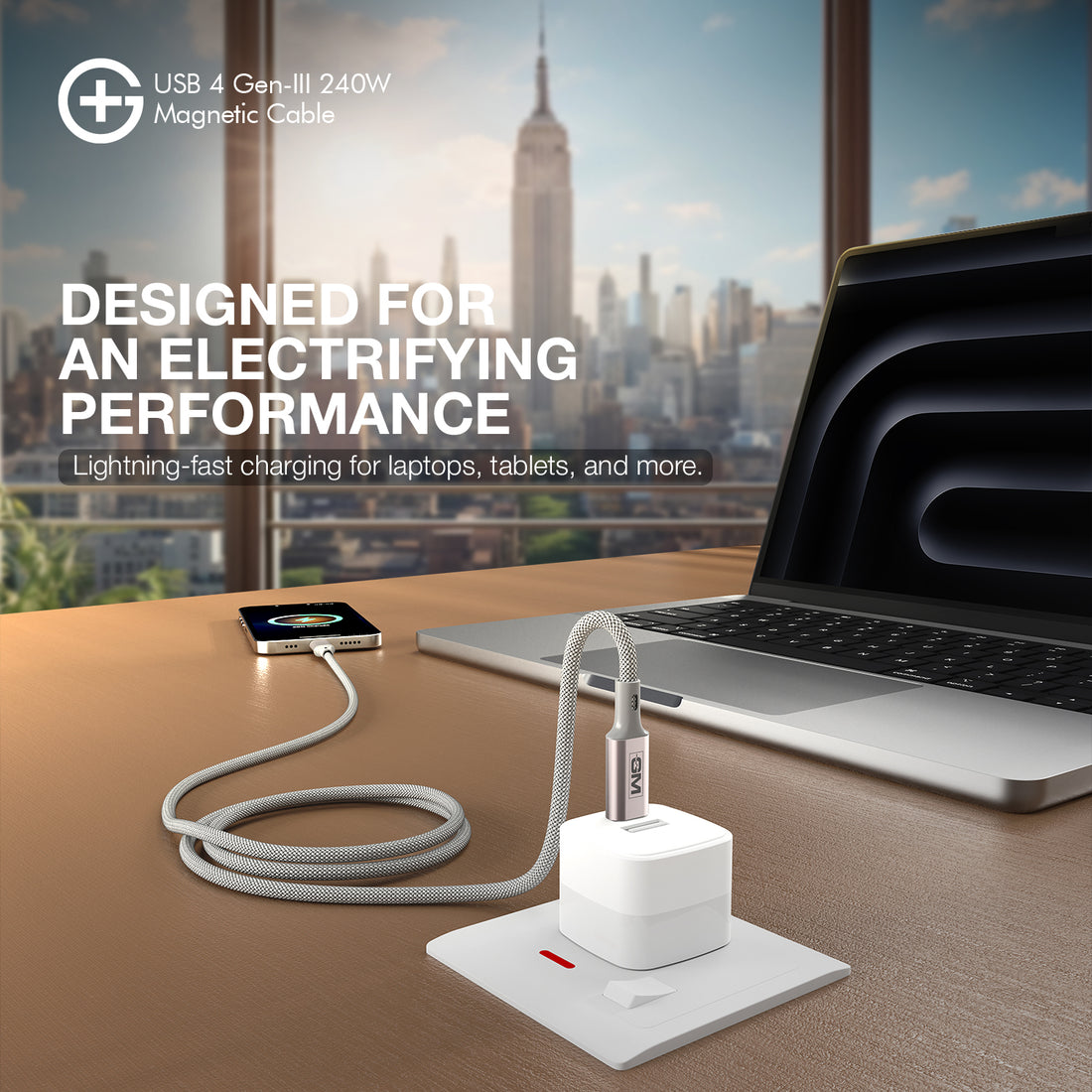 G+ USB 4 Gen-III  Magnetic Cable 240W (GREY)