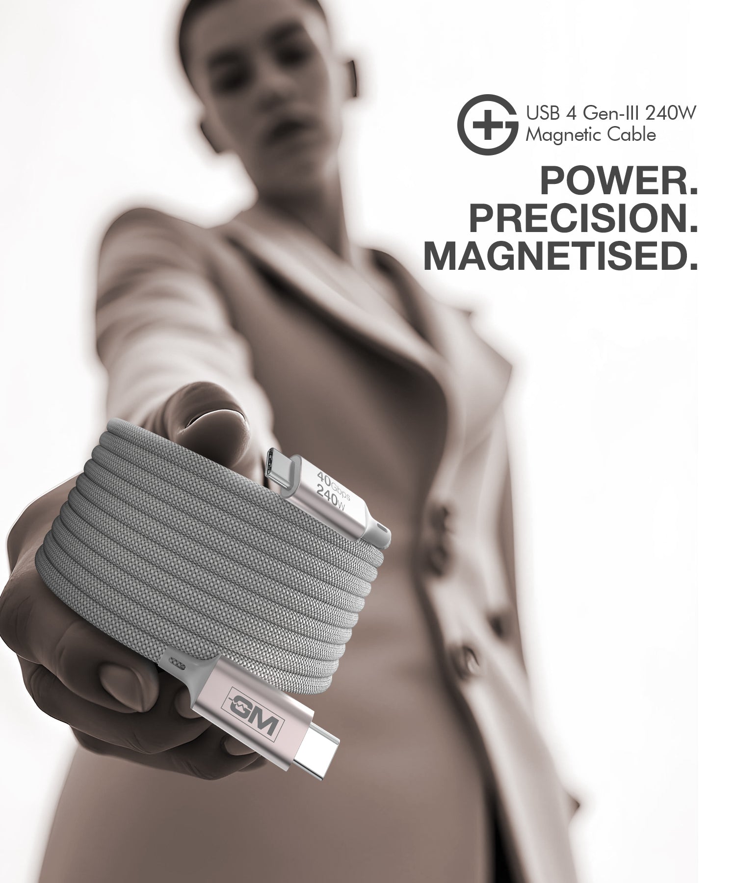 USB4 Gen-III Magnetic Cable (100cm) – 240W Fast Charging