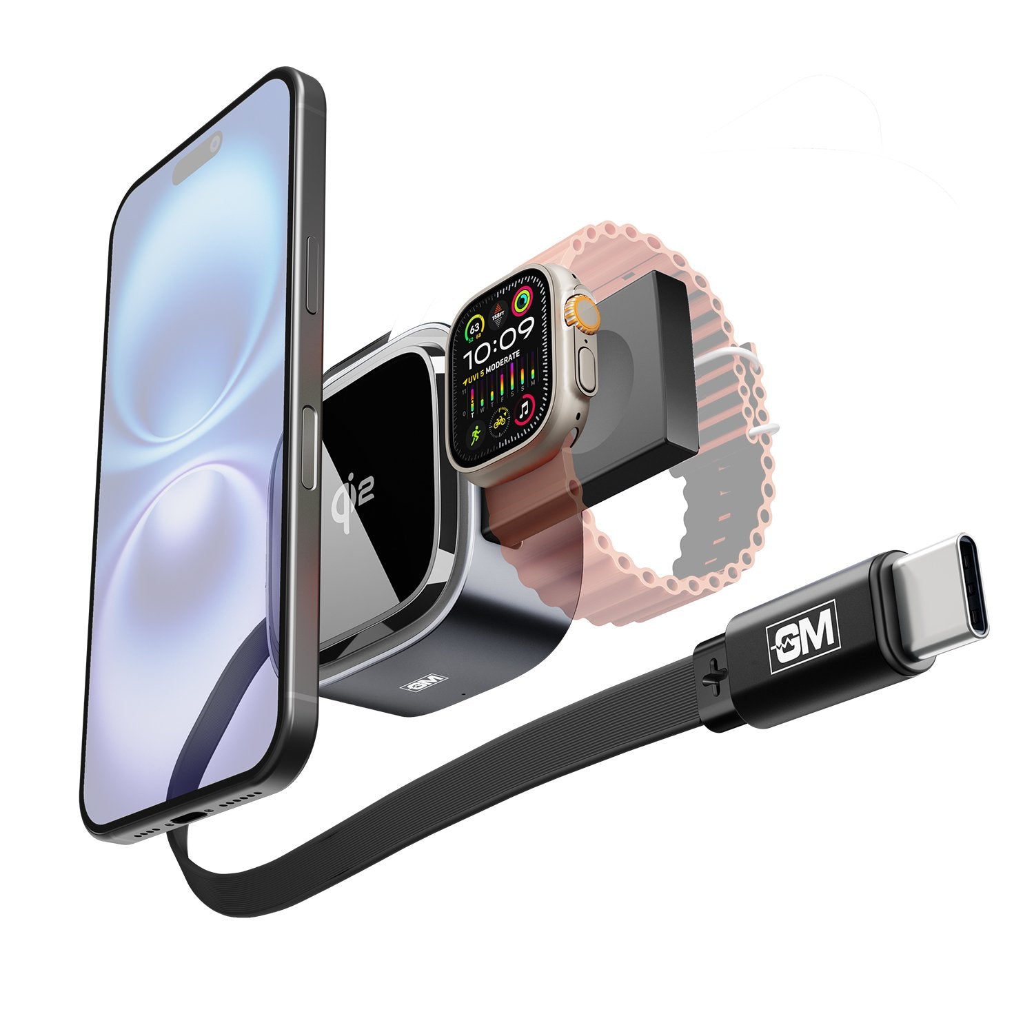 G+ iSmart Qi2 2-in-1 Charger with Retractable Cable
