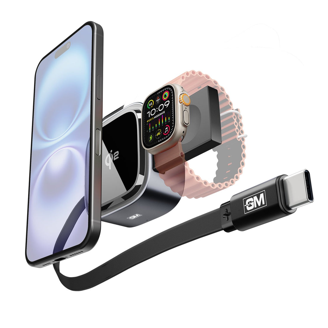 G+ iSmart Qi2 2-in-1 Charger with Retractable Cable