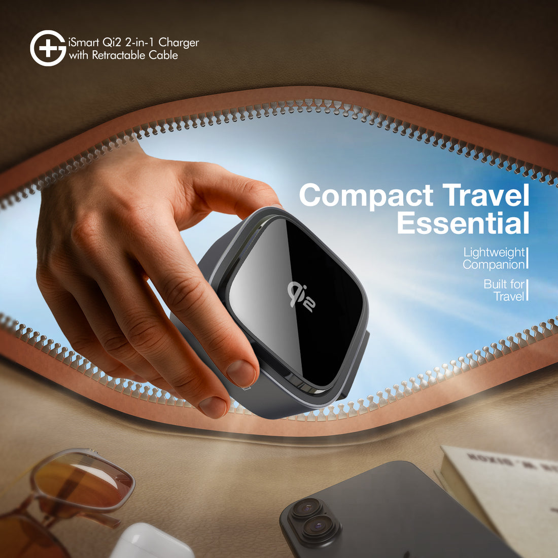 G+ iSmart Qi2 2-in-1 Charger with Retractable Cable